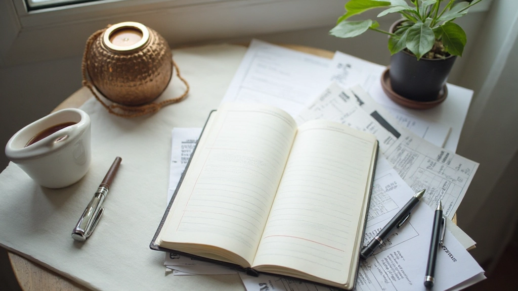 Notatnik z zakreśloną listą błędów finansowych i poprawionym planem oszczędzania